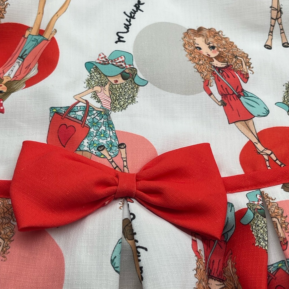 Girl’s Fashionista Dress with Red Bow Accent, Size 2-4 Toddler, EUC - Picture 11 of 16
